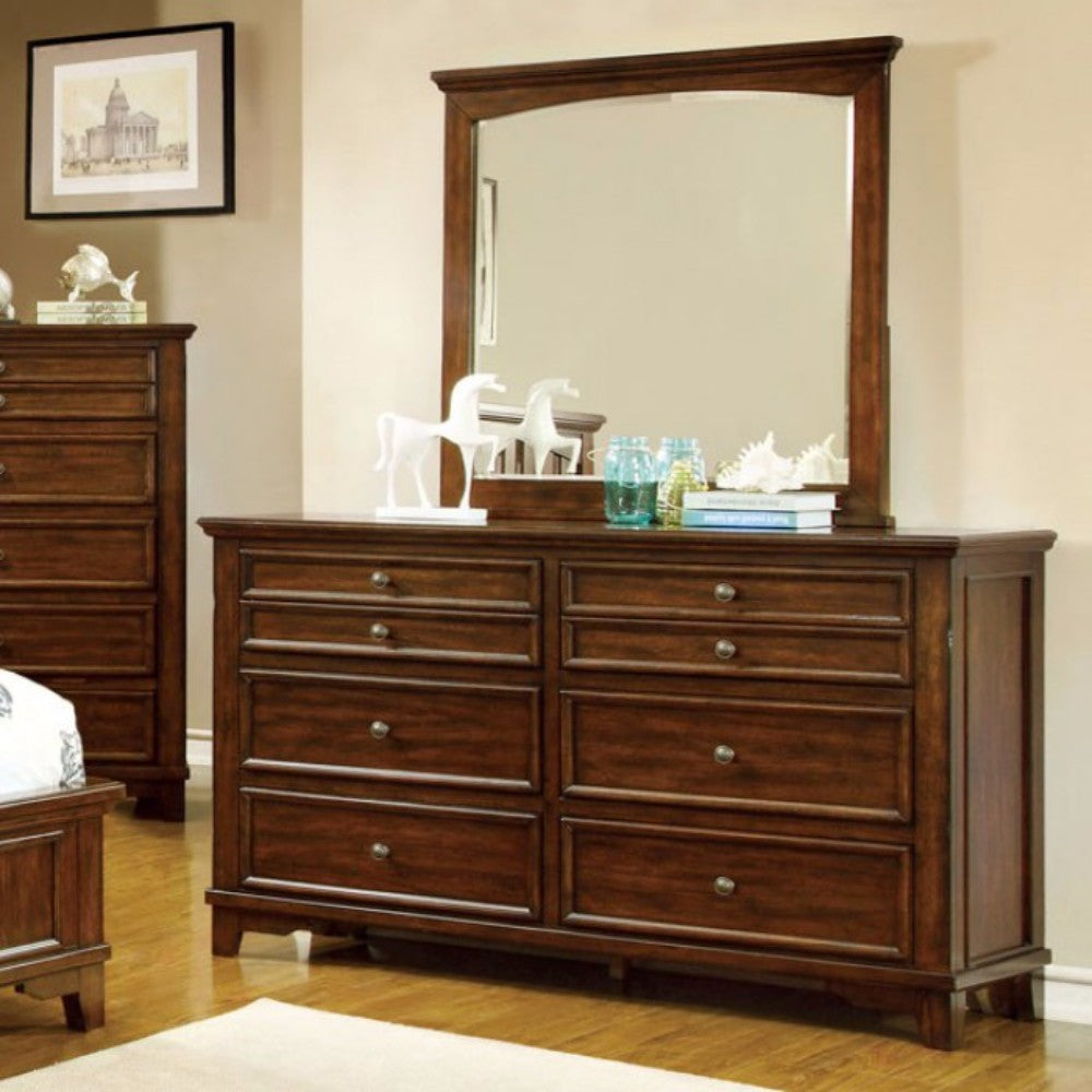 Pristine And Minimal Wooden Dresser In Transitional Style, Brown Cherry