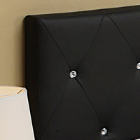 Queen Black Contemporary Diamond Tufted Fabric Headboard