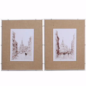 European Watercolor Street Prints-Set of 2