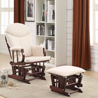 Glider Chair & Ottoman, 2 Piece Pack, Cream & Brown