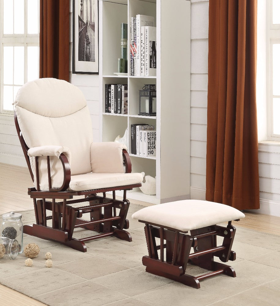 Glider Chair & Ottoman, 2 Piece Pack, Cream & Brown