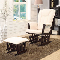 Glider Chair & Ottoman, 2 Piece Pack, Brown & Cream