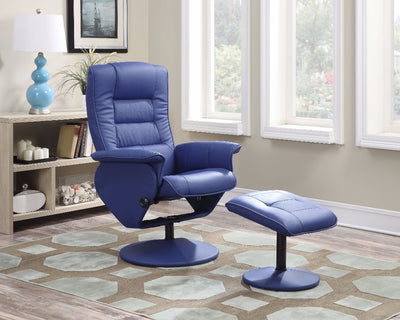 Recliner Chair & Ottoman, 2 Piece Pack, Blue