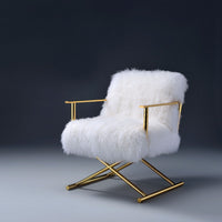 Luxurious Accent Chair, Wool & Gold Brass