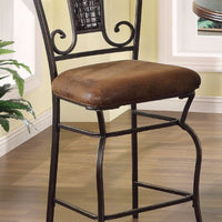 Counter Height Chair, Fabric & Antiqued Bronze, Set of 2