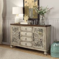 Console Table 2 Doors and 4 Drawers, Antique White