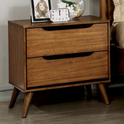 Mid-Century Modern Nightstand, Light Oak