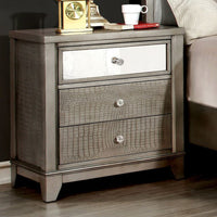 Modern Style Nightstand, Silver Finish