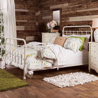 Sophisticated Metal Queen Bed, White