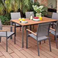 Contemporary Patio Dining Table, Oak-Gray