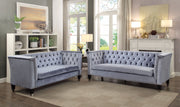 Imperial Looking Sofa, Blue-Gray Velvet