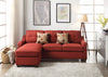 Splendid Sectional Sofa With 2 Pillows, Red Linen