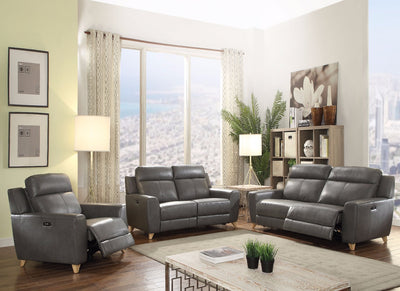 Urban Sofa (Power Motion), Gray Leather-Aired Match