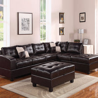 Stylish Sectional Sofa with 2 Pillows (Reversible), Espresso Brown