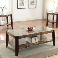 Modish Coffee Table, Faux Marble & Brown