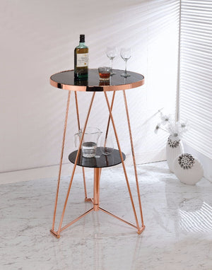 Astonishing Bar Table, Black Glass & Rose Gold