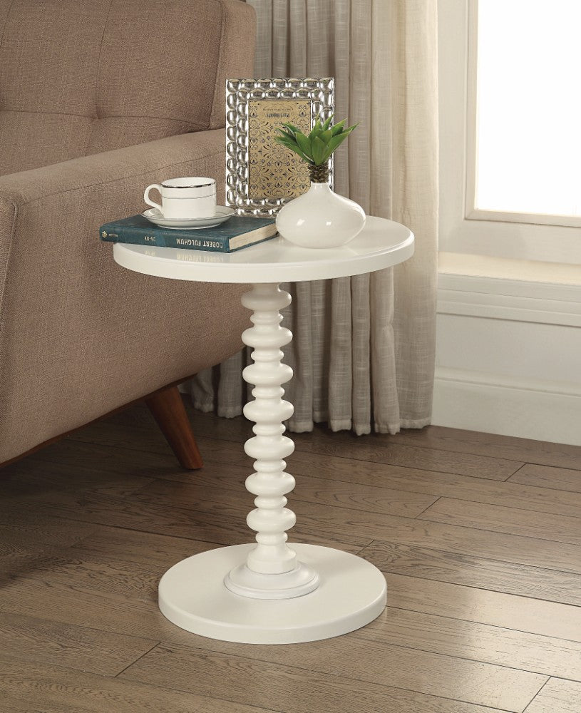 Astonishing Side Table With Round Top, White