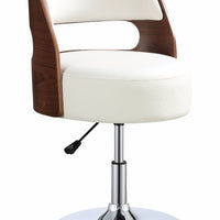 Stylish Adjustable Stool with Swivel, White & Walnut Brown