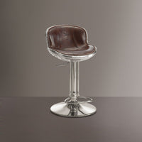 Astonishing Adjustable Stool with Swivel, Vintage Brown & Silver