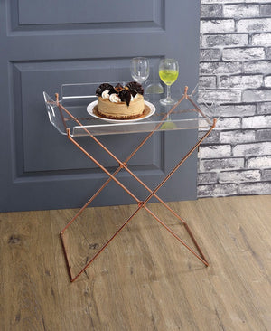 Modish Tray Table, Clear Acrylic & Copper