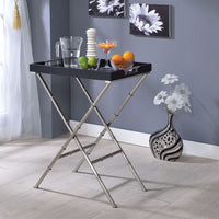 Elegant  Tray Table, Black & Brushed Nickel Gray