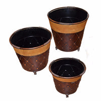 Stylish  3 Piece Metal Planter, Brown