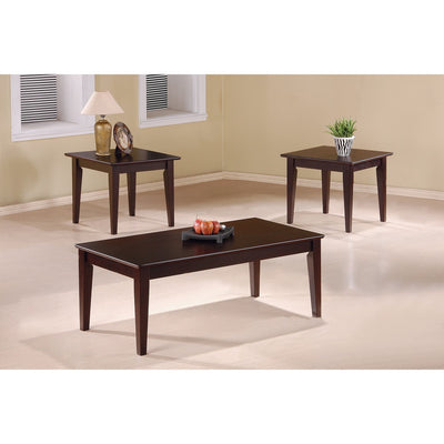 Fabulous 3 piece Occasional Table Set with Tapered Legs, Brown