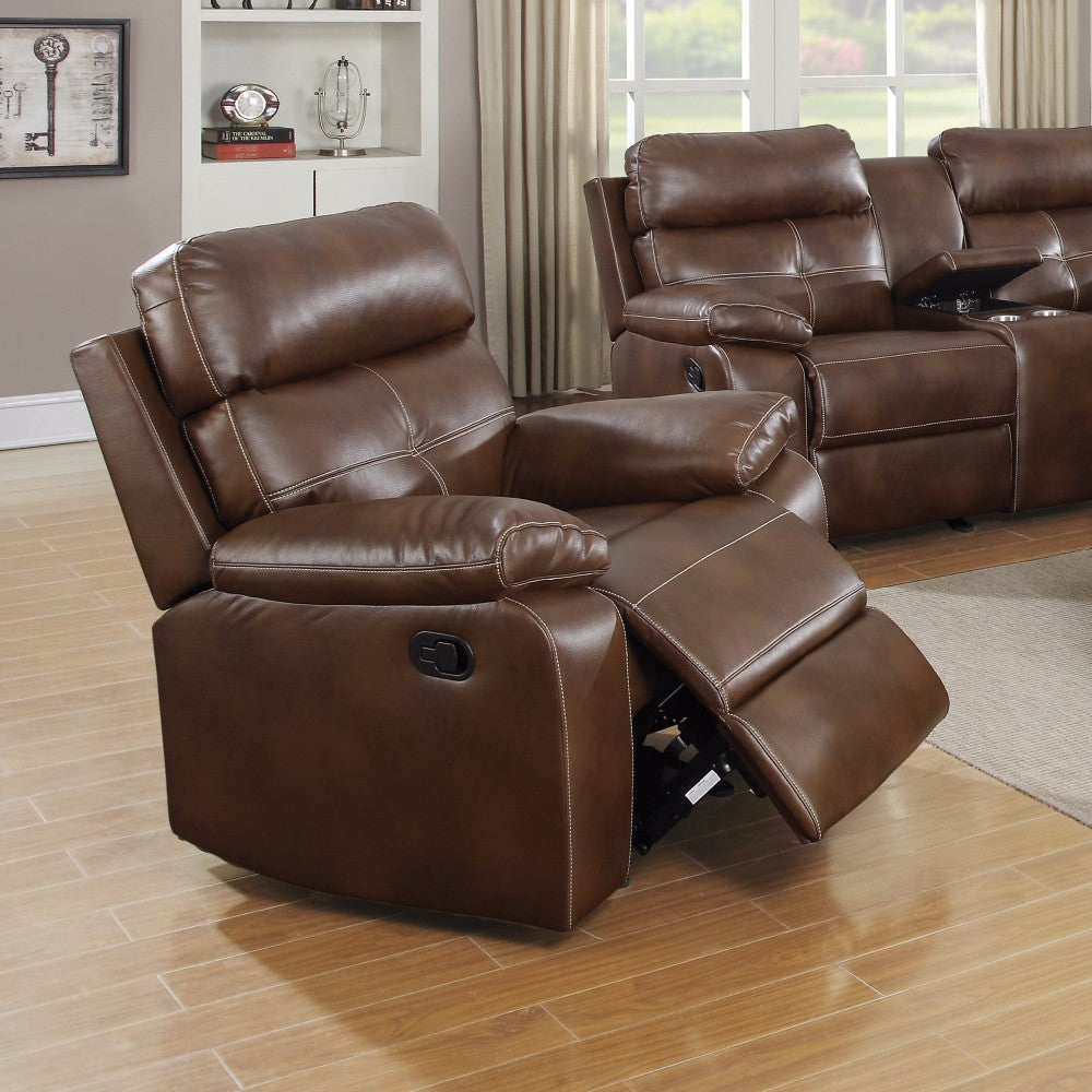 Exuberantly Designed Brown Leatherette Recliner