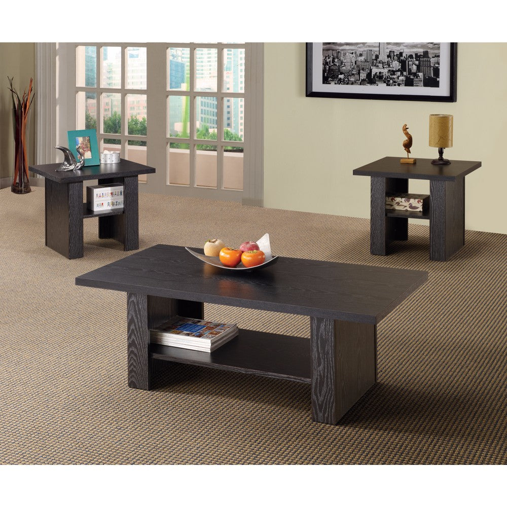 Bewildering Rich Black 3 Piece Occasional Table Set