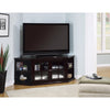 Corner Transitional TV Console  with Glass Doors, Brown