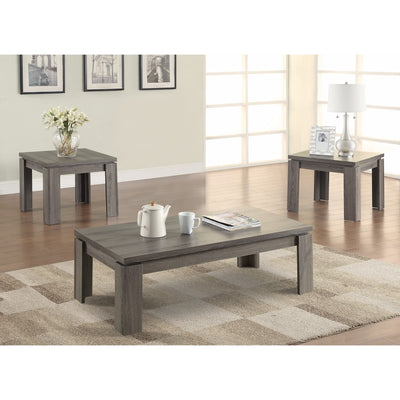 Enormous 3 Piece Weathered Gray Occasional Table Set