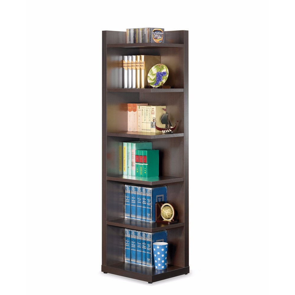 Radiant Brown Wooden Corner Bookcase