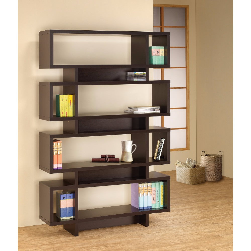 Stupendous Wooden Bookcase With Open Shelves, Brown