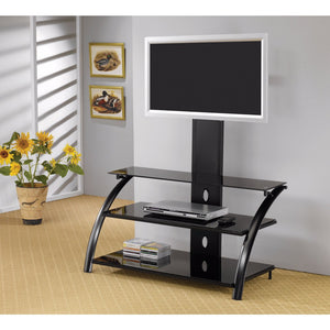 Casual Contemporary Metal TV Console with Bracket, Black