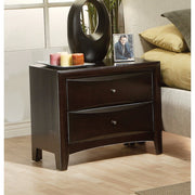 Spacious 2 Drawer Nightstand, Brown