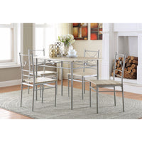 Sturdy Dining Table In A set Of Five, Silver