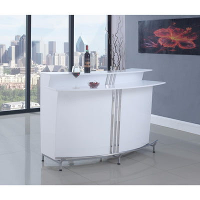 Dazzling Contemporary Bar Unit with Stemware Racks, White