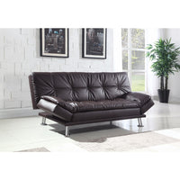 Contemporary Calming Couch Bed With Chrome Legs, Brown