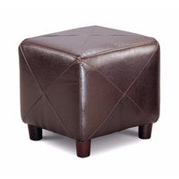 Contemporary Leather Cube Ottoman, Dark Brown