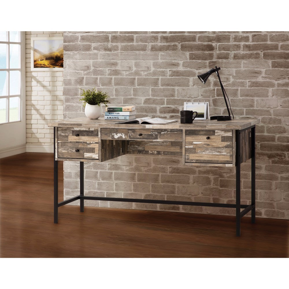 Rustic Style Wooden Writing Desk with Drawers