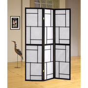 Stylish 3 Panel Wooden Folding Screen, Black