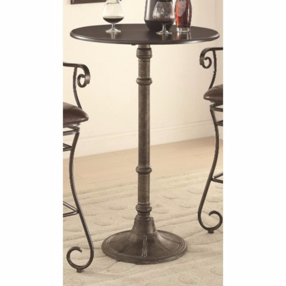 Round Industrial Metal Counter Height Table, Black