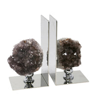 Elegantly Charmed Metal Amethyst Bookends, Purple, Set Of 2