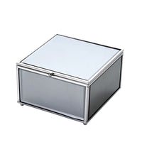 Square Wood And  Glass Storage Box, Gray