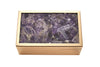 Enchanting Metal And Wood Storage Box With Agate Top, Purple