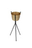 Metal Planter On Stand, Gold And Black