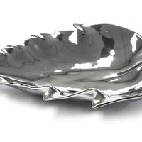 Alluring Ceramic Leaf Platter, Silver