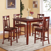 Elegant Counter Height Set, Cherry & Chocolate Brown, 5 Piece Pack