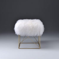 High End Style Ottoman, White and Gold