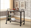 Metal and Wood Serving Cart, Rustic Oak & Black